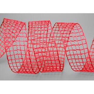 3 m x 40 mm Gitterband Alex ROT Dekoband mit Drahtkanten Drahtkantenband Lurexband Netzband Floristik Lurex