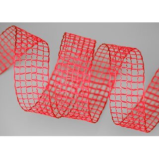 3 m x 40 mm Gitterband Alex ROT Dekoband mit Drahtkanten Drahtkantenband Lurexband Netzband Floristik Lurex
