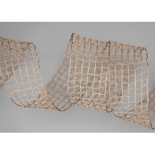 3 m x 40 mm Gitterband Alex TAUPE Beige Hellbraun Dekoband mit Drahtkanten Lurexband Netzband Floristik Lurex