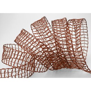 20 m x 25 mm Gitterband Alex BRAUN Dunkelbraun Dekoband mit Drahtkanten Drahtkantenband Lurexband Netzband Floristik Lurex
