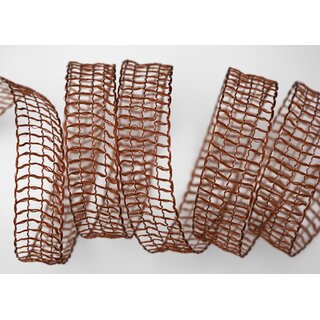 20 m x 25 mm Gitterband Alex BRAUN Dunkelbraun Dekoband mit Drahtkanten Drahtkantenband Lurexband Netzband Floristik Lurex