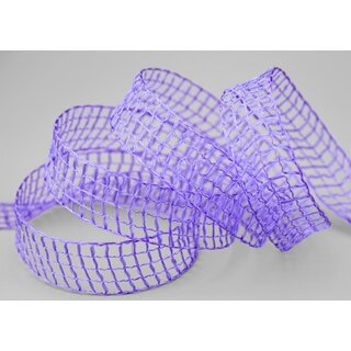 20 m x 25 mm Gitterband Alex FLIEDER Lavendel Dekoband mit Drahtkanten Drahtkantenband Lurexband Netzband Floristik Lurex