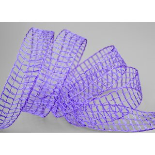 20 m x 25 mm Gitterband Alex FLIEDER Lavendel Dekoband mit Drahtkanten Drahtkantenband Lurexband Netzband Floristik Lurex