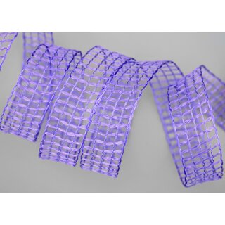 20 m x 25 mm Gitterband Alex FLIEDER Lavendel Dekoband mit Drahtkanten Drahtkantenband Lurexband Netzband Floristik Lurex