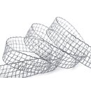 20 m x 25 mm Gitterband Alex GRAU Hellgrau Dekoband mit...