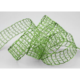 20 m x 25 mm Gitterband Alex GRN Dunkelgrn Dekoband mit Drahtkanten Drahtkantenband Lurexband Netzband Floristik Lurex