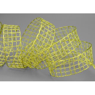 20 m x 25 mm Gitterband Alex Hellgrn Lemongrn Dekoband mit Drahtkanten Drahtkantenband Lurexband Netzband Floristik Lurex