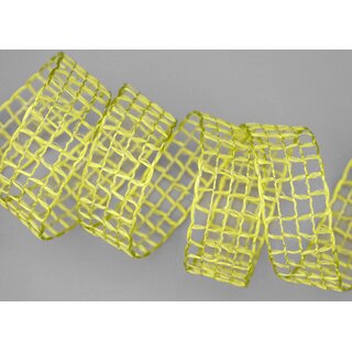 20 m x 25 mm Gitterband Alex Hellgrn Lemongrn Dekoband mit Drahtkanten Drahtkantenband Lurexband Netzband Floristik Lurex