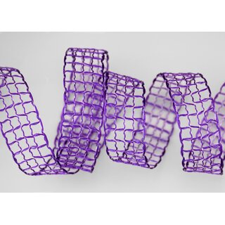 20 m x 25 mm Gitterband Alex LILA Violett Dekoband mit Drahtkanten Drahtkantenband Lurexband Netzband Floristik Lurex
