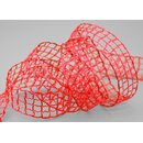 20 m x 25 mm Gitterband Alex ROT Dekoband mit Drahtkanten...