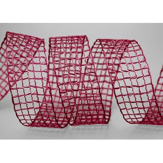 20 m x 40 mm Gitterband Alex BORDEAUX Weinrot Dekoband mit Drahtkanten Drahtkantenband Lurexband Netzband Floristik Lurex