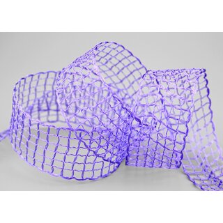 20 m x 40 mm Gitterband Alex FLIEDER Lavendel Dekoband mit Drahtkanten Drahtkantenband Lurexband Netzband Floristik Lurex