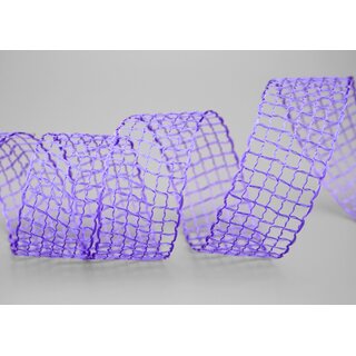 20 m x 40 mm Gitterband Alex FLIEDER Lavendel Dekoband mit Drahtkanten Drahtkantenband Lurexband Netzband Floristik Lurex