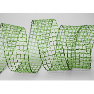 20 m x 40 mm Gitterband Alex GRN Dunkelgrn Dekoband mit Drahtkanten Drahtkantenband Lurexband Netzband Floristik Lurex