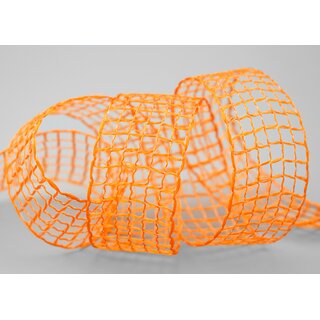 20 m x 40 mm Gitterband Alex ORANGE Dekoband mit Drahtkanten Drahtkantenband Lurexband Netzband Floristik Lurex