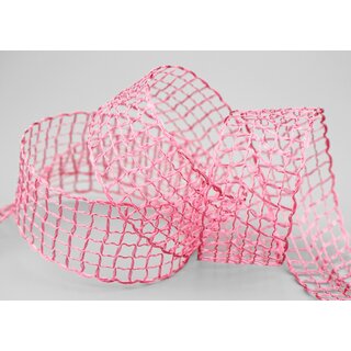 20 m x 40 mm Gitterband Alex ROSA Dekoband mit Drahtkanten Drahtkantenband Lurexband Netzband Floristik Lurex