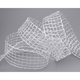 20 m x 40 mm Gitterband Alex WEISS Dekoband mit Drahtkanten Drahtkantenband Lurexband Netzband Floristik Lurex