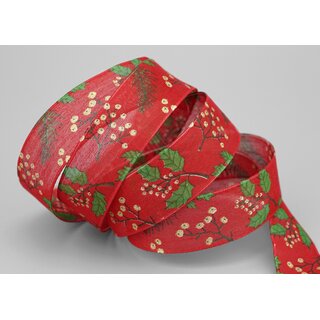 20 m x 25 mm Dekoband CHRISTMAS BERRY Rot Grn Gold Geschenkband mit Drahtkanten Schleifenband Deko Band Weihnachten Draht