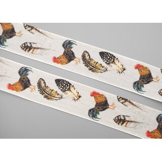 18 m x 40 mm Dekoband DER HAHN mit formstabilen Kanten Schleifenband mit Ostern Muster Geschenkband Hhner Feder Frhling Osterdekoration 