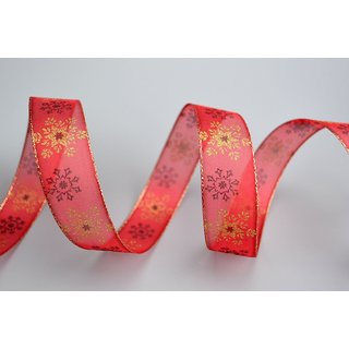 Dekoband Wonder Snowflakes ROT / GOLD 3 m x 25 mm...