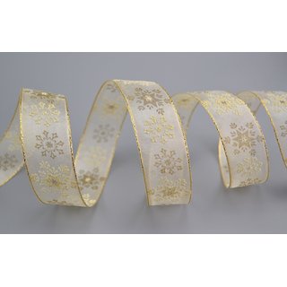 Dekoband Wonder Snowflakes CREME / GOLD 3 m x 25 mm...