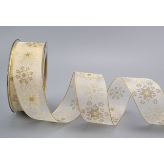 Dekoband Wonder Snowflakes CREME / GOLD 20 m x 40 mm...