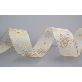 Dekoband Wonder Snowflakes CREME / GOLD 3 m x 40 mm...
