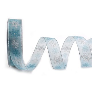 Dekoband Wonder Snowflakes HELLBLAU / SILBER 20 m x 25...