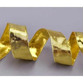 20 m x 25 mm Dekoband GLOSSY GOLD Glanzband metallic Schleifenband mit Draht glnzend Weihnachten