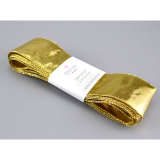 3 m x 40 mm Dekoband GLOSSY GOLD Glanzband metallic Schleifenband mit Draht glnzend Weihnachten Drahtkantenband