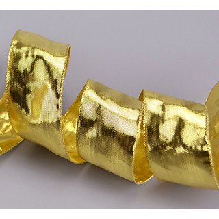 20 m x 40 mm Dekoband GLOSSY GOLD Glanzband metallic Schleifenband mit Draht glnzend Weihnachten