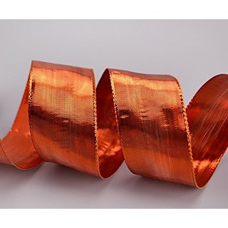 3 m x 40 mm Dekoband GLOSSY KUPFER Glanzband metallic Schleifenband mit Draht glnzend Weihnachten