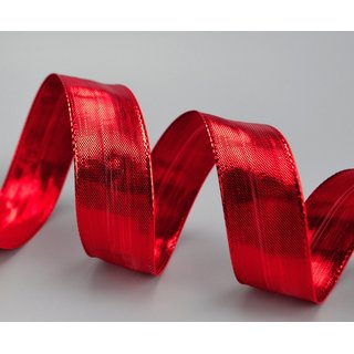 20 m x 25 mm Dekoband GLOSSY ROT Glanzband metallic Schleifenband mit Draht glnzend Weihnachten