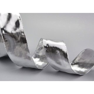 3 m x 40 mm Dekoband GLOSSY SILBER Glanzband metallic Schleifenband mit Draht glnzend Weihnachten
