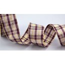 3 m x 40 mm Weihnachten Drahtkantenband KARO PFLAUME GOLD...