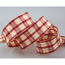 3 m x 40 mm Weihnachten Drahtkantenband KARO BORDEAUX...