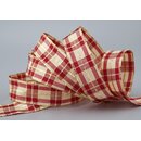 3 m x 25 mm Weihnachten Drahtkantenband KARO BORDEAUX...