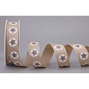 Dekoband VINTAGE STARS HELLBRAUN / BEIGE 20 m x 25 mm...