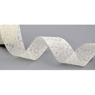 2 m x 40 mm Dekoband Grace CREME / Ivory Geschenkband...