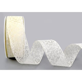 20 m x 40 mm Dekoband Grace CREME / Ivory Geschenkband...