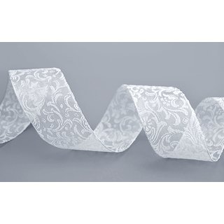 2 m x 40 mm Dekoband Grace WEISS Geschenkband transparent...