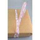 Dekoband SNOWFLAKES ROSA 3 m x 15 mm Geschenkband mit Draht