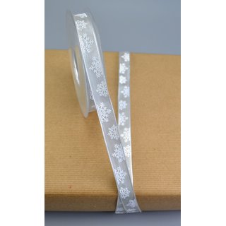 Dekoband SNOWFLAKES HELLGRAU 3 m x 15 mm Geschenkband mit...