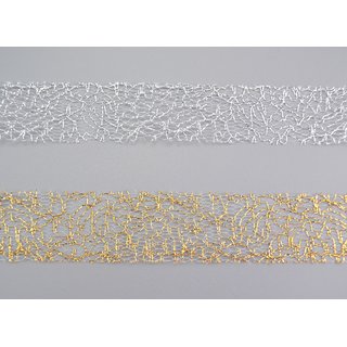 Dekoband ?Magic Lace? GOLD 3 m x 25 mm  transparent metallisch Geschenkband