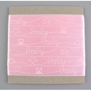Dekoband BABY GIRL in HELLROSA 3 m x 15 mm Strängchen