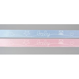 Dekoband BABY GIRL in HELLROSA 3 m x 15 mm Strngchen