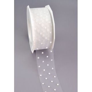 25 m x 40 mm Dekoband BRIDAL DOTS Rolle Transparent...