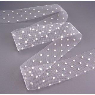 3 m x 40 mm Dekoband BRIDAL DOTS Transparent gepunktet...