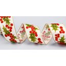 2 m x 40 mm Dekoband HOLLY WEIHNACHTEN CREME GOLD...